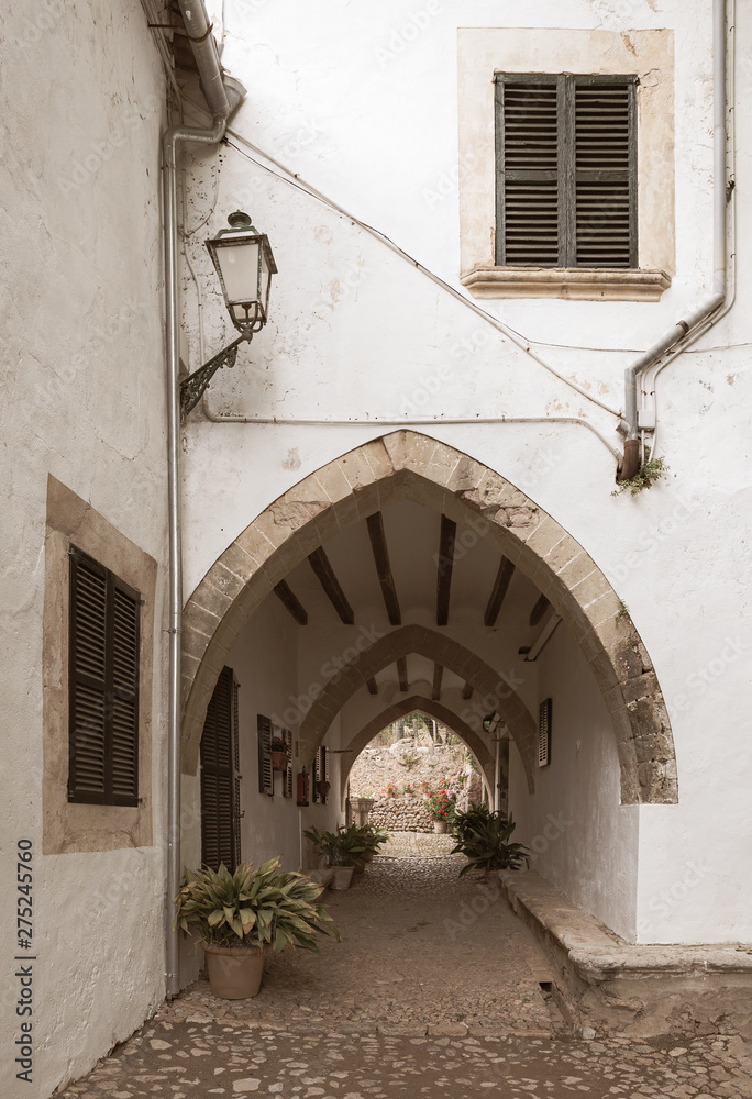 Courtyard of the medieval manor alfabia, Spain