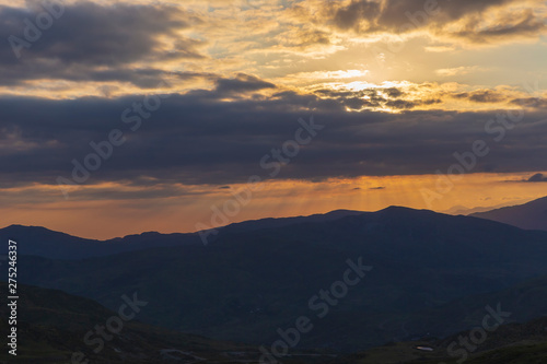 Beautiful sunset of the day in the mountains