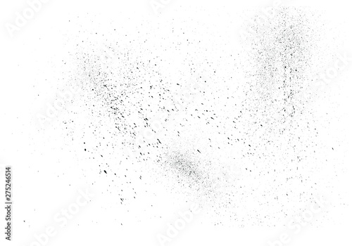 Paint splatter background. Black vector paint drops splatter. Dust overlay distress grain. Black paint splatter. Ink blots. Dust particles texture. Grunge urban backdrop. Vector illustration