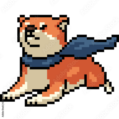 vector pixel art shiba dog