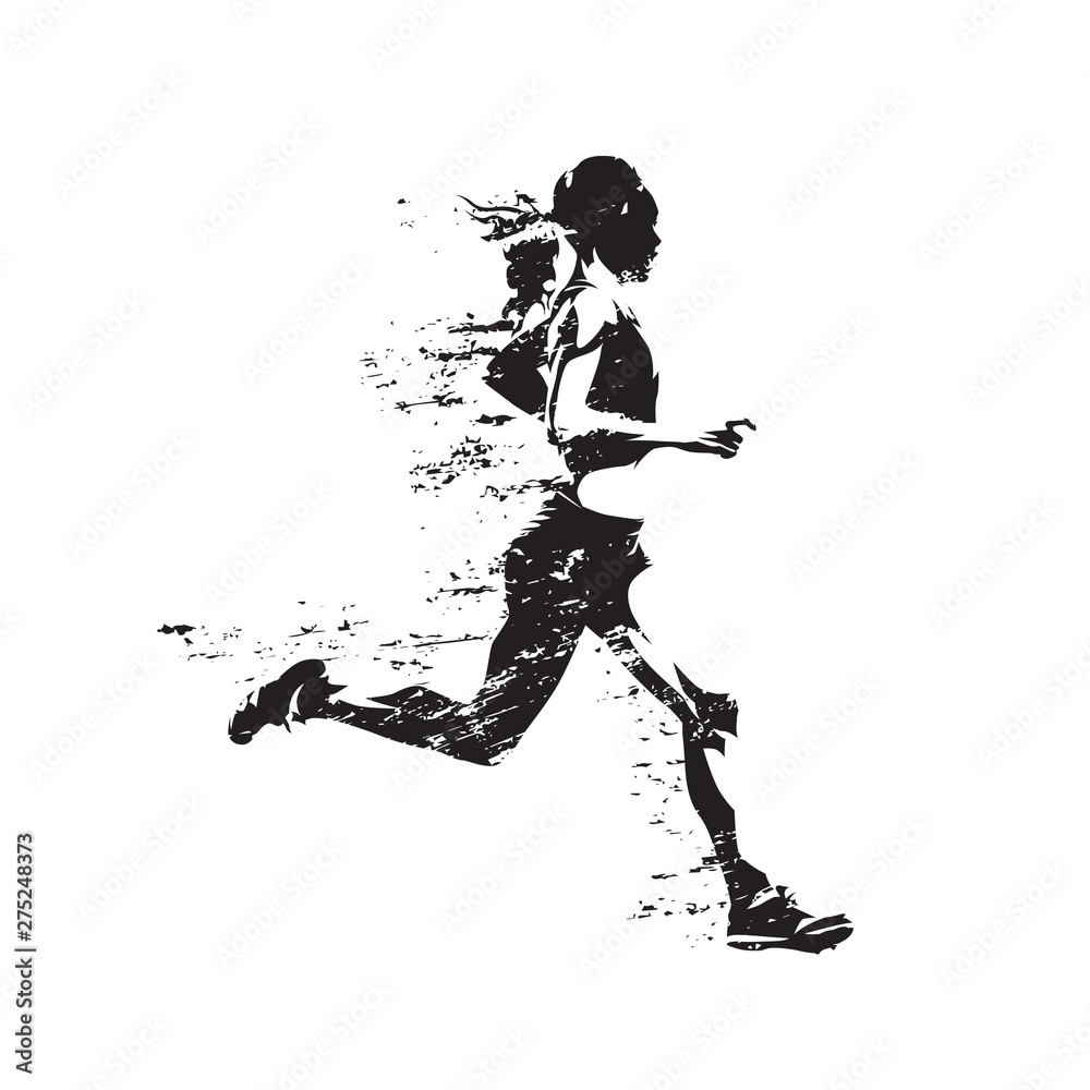 Running woman, abstract isolated vector silhouette Stock Vector Adobe