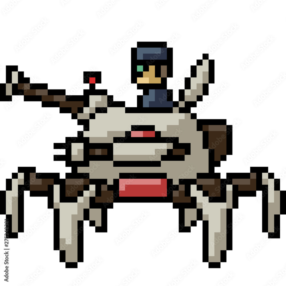 Fototapeta premium vector pixel art future tank