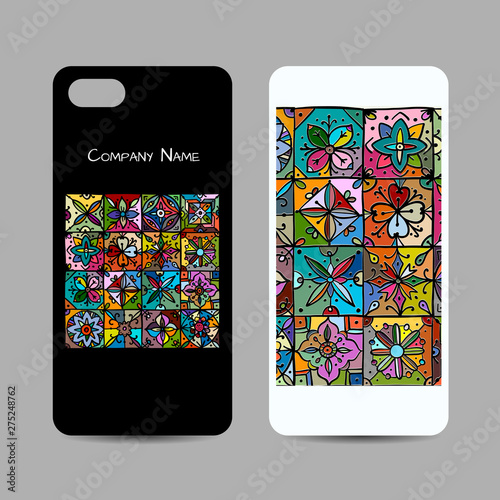 Mobile phone cover design, ethnic vintage ornament