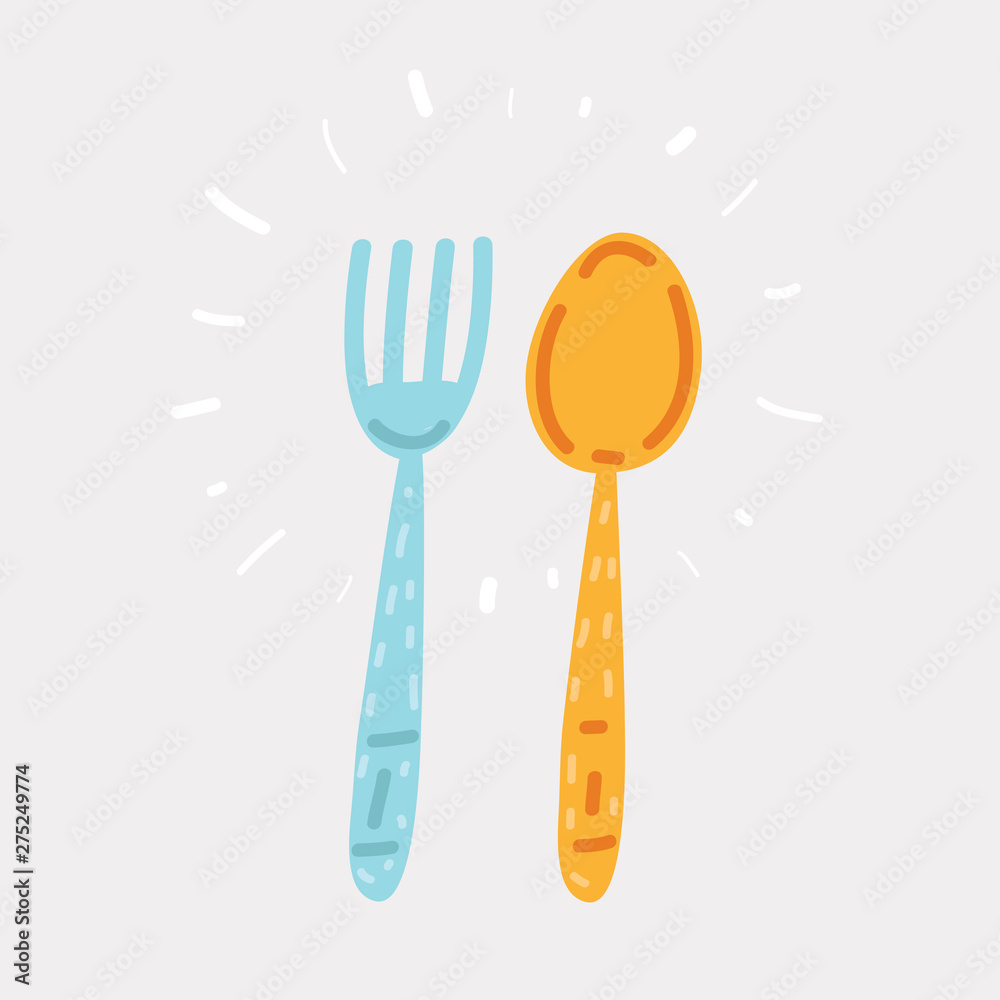 Fork and spoon hand drawing. Stock Vector Adobe Stock