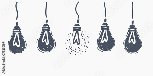 Lamps hanging. Horizontal banner.