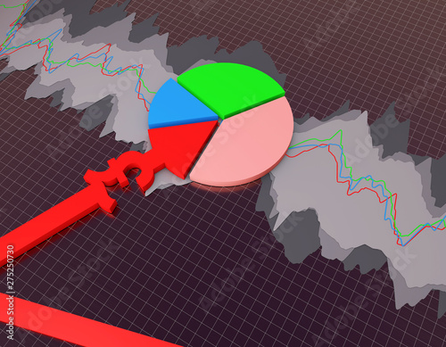 Financial economy stock market arrow, career success and stock market statistics chart photo