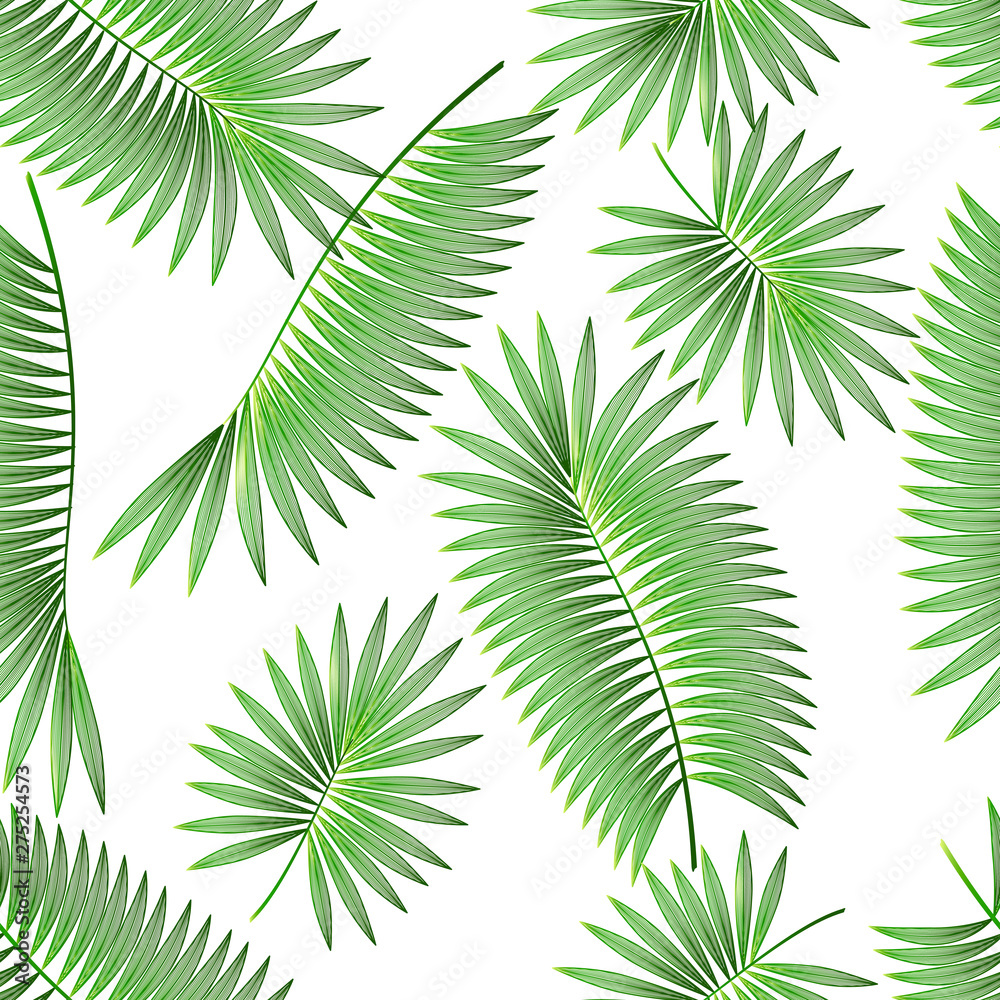 Seamless pattern with tropical leaf palm . Vector illustration. EPS 10