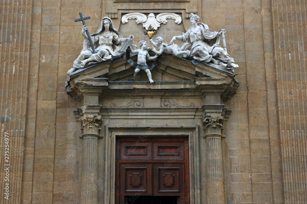 Ancient medieval door with angels