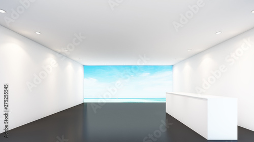 Wallpaper Mural Empty office,white room interior,white reception interior with white space,3d rendering Torontodigital.ca