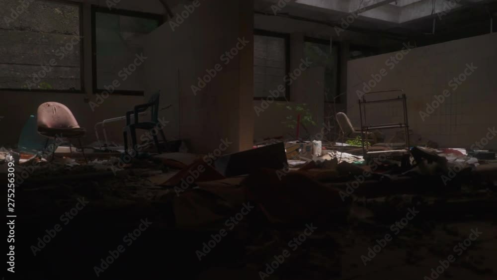 Vacated and decaying hotel restaurant with furniture and trolleys, abandoned place in Europe, urban exploration of deserted buildings Vacated and decaying hotel restaurant with furniture and trolleys, abandoned place in Europe, urban exploration of deserted buildings
