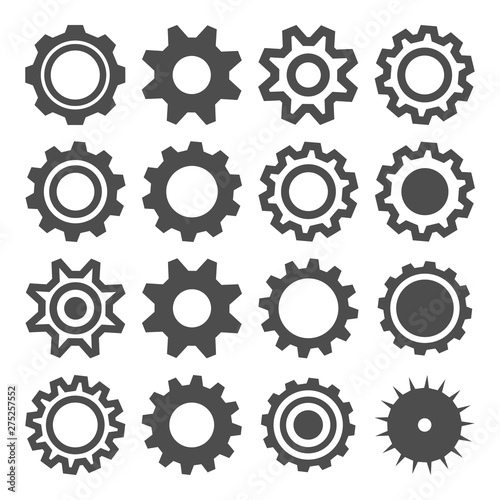 vector gearwheel mechanism gear cog icon set
