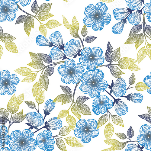 Beautiful spring flowers seamless pattern. Vector illustration, EPS 10