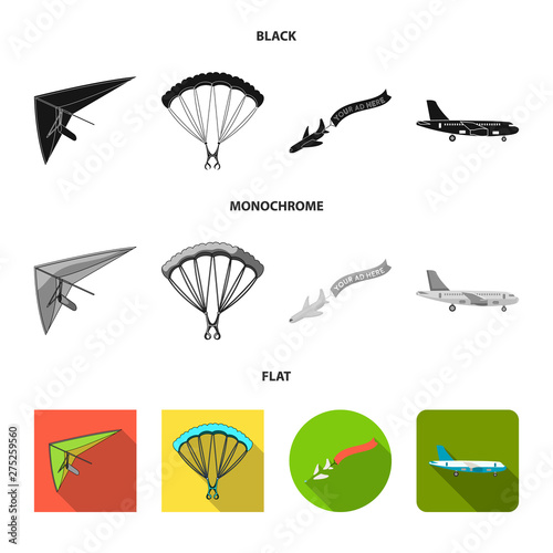 Vector design of transport and object icon. Set of transport and gliding vector icon for stock.