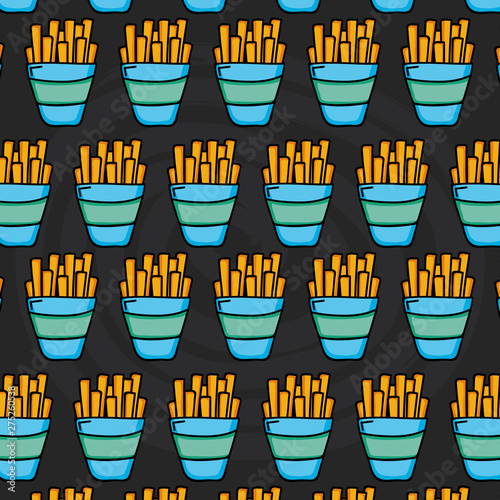 french fries fast food pattern background