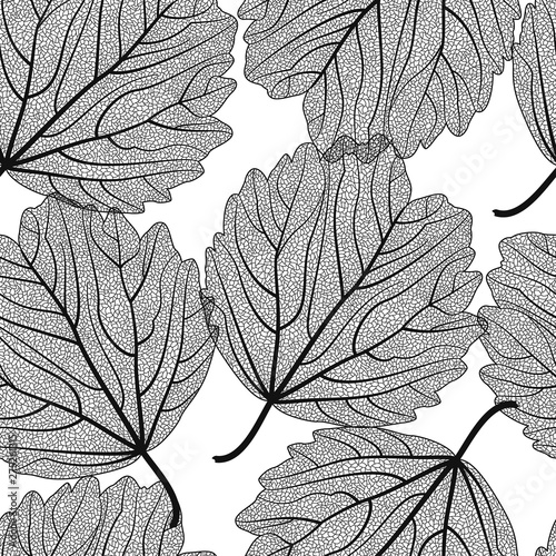 Seamless pattern with  leaves.Heart-shaped leaves.Vector illustration