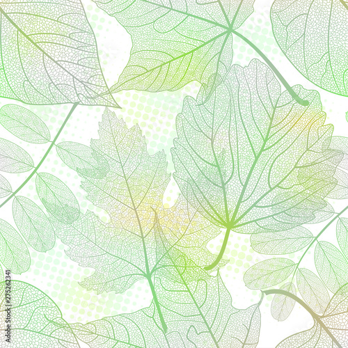 Seamless pattern with  leaves. Vector 