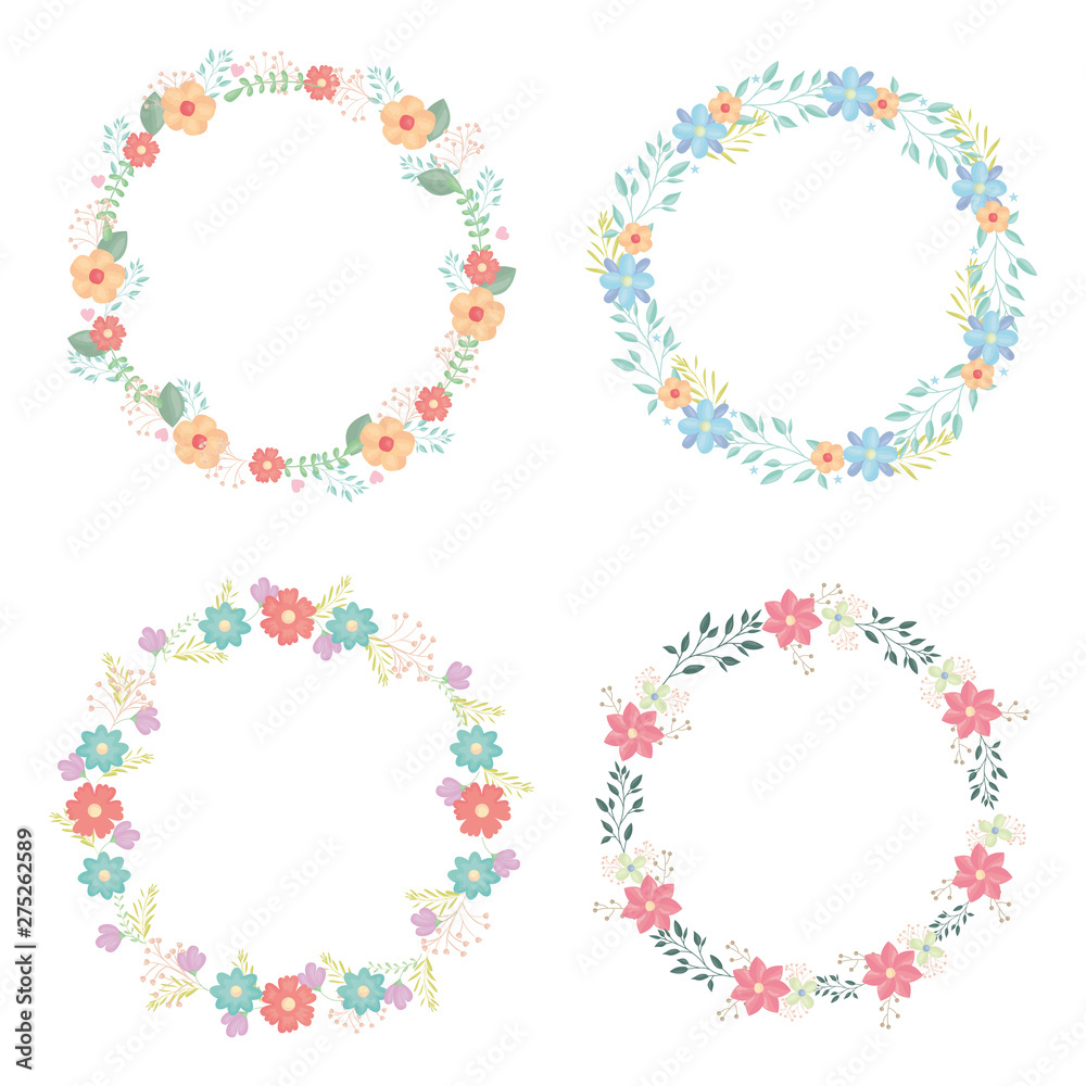 circular crowns with flowers and leafs decoration circular crowns with flowers and leafs decoration