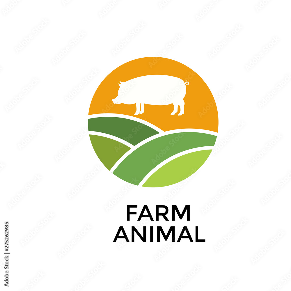 Vector group of animal farm label Vector group of animal farm label