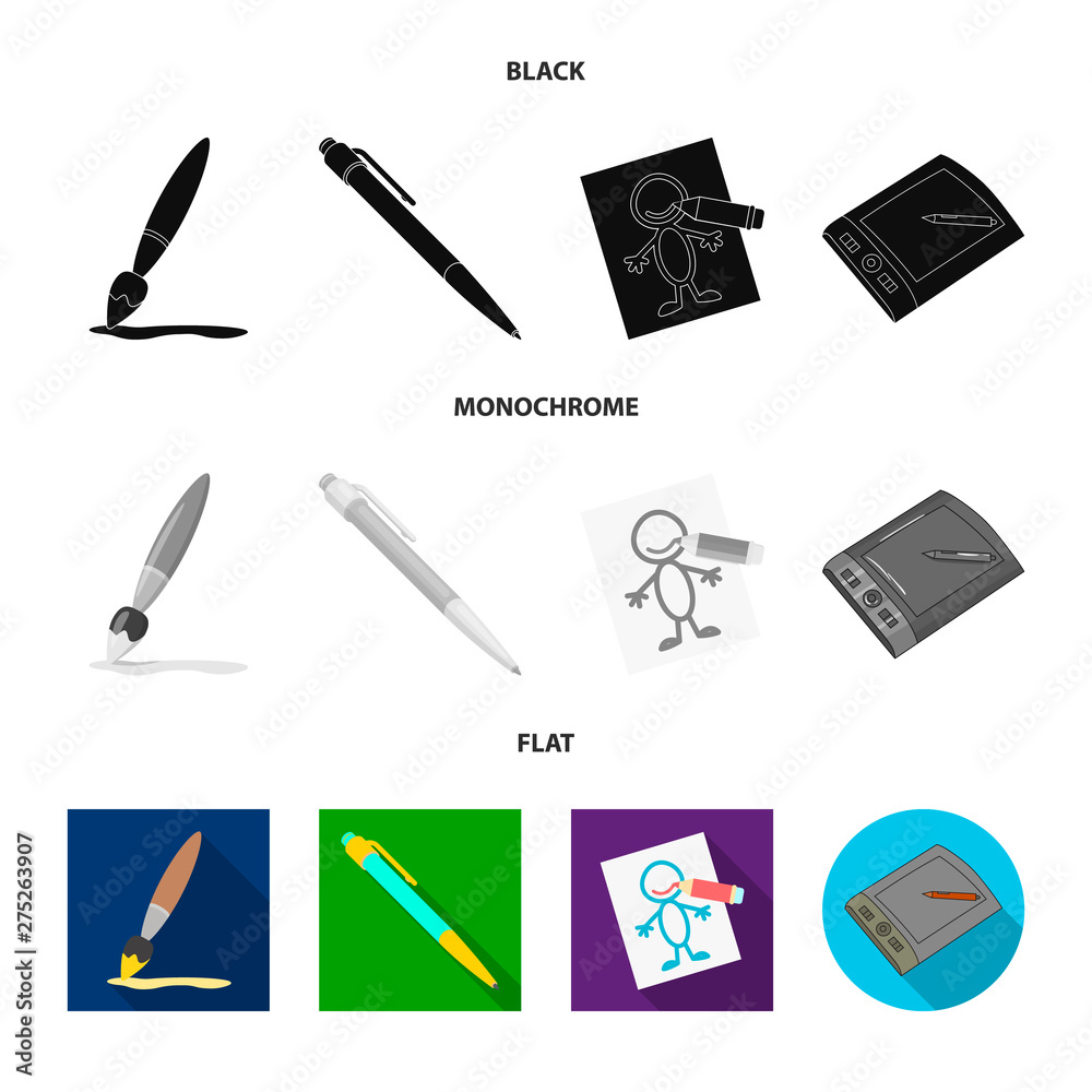 Obraz premium Isolated object of pencil and sharpen icon. Set of pencil and color vector icon for stock.