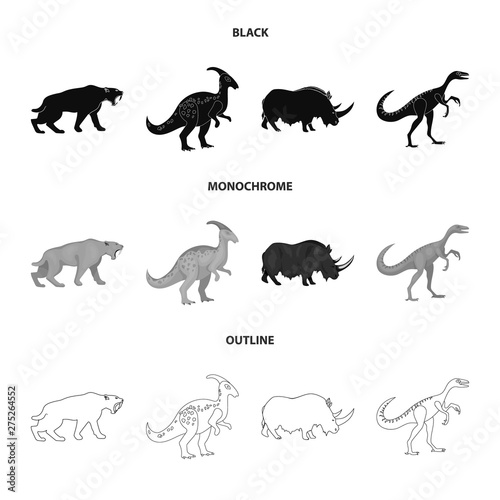 Vector illustration of animal and character icon. Set of animal and ancient stock vector illustration.