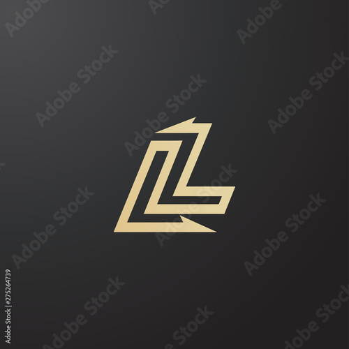 Minimal line letter initial L LL logo. elegant arrow shape font sign. Abstract logotype vector design template for personal identity branding, creative industry, web, business, corporate and company photo