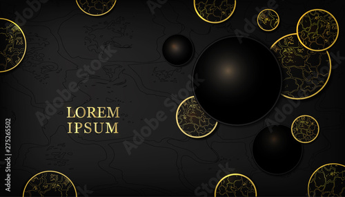 abstract black, gold snake skin background. gold glitter, luxury, elegant, fashion style round shapes. background circles of leather in the style of realism for packaging banners. vector illustration