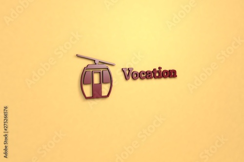 Text Vocation with red 3D illustration and yellow background