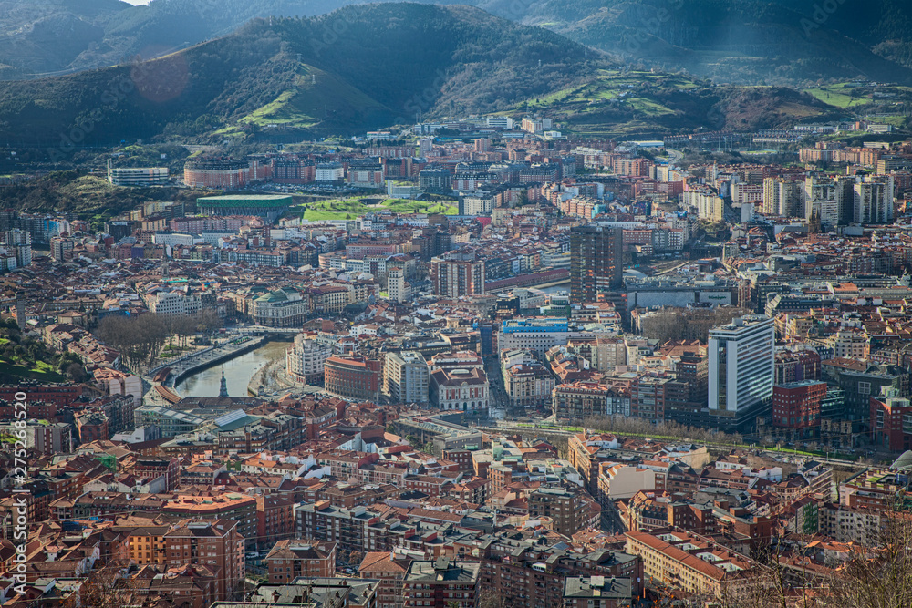 Panoramic view on Bilbao city, Spain