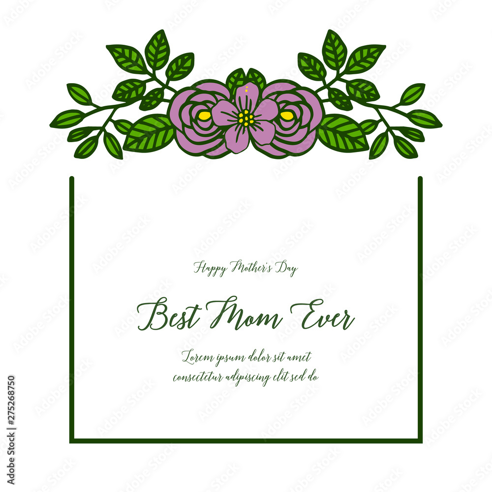 Vector illustration decorative of card best mom for art purple flower frame