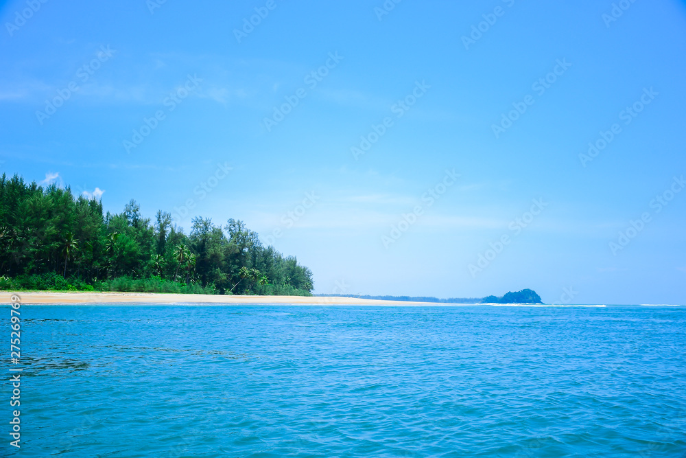 The beauty of the sea, the beach And the blue sky Of Phra Thong Island Kuraburi District, Phang Nga Province, Thailand.