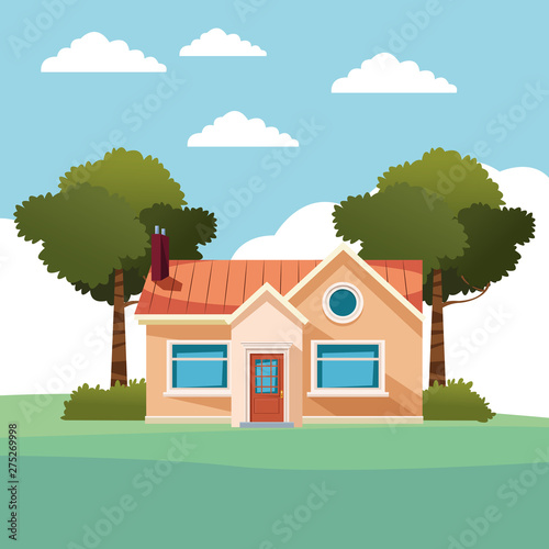 house building icon cartoon isolated