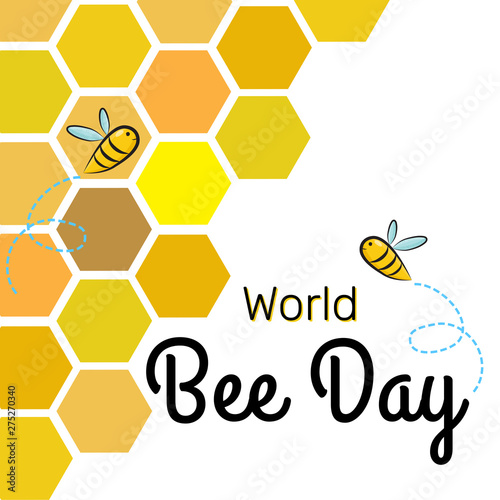 World Bee Day Vector Design Template with bees on the honeycomb