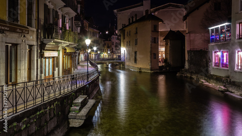 Canal in Annecy at night
