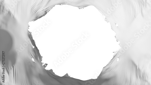 Broken White color flag, white background, 3d rendering