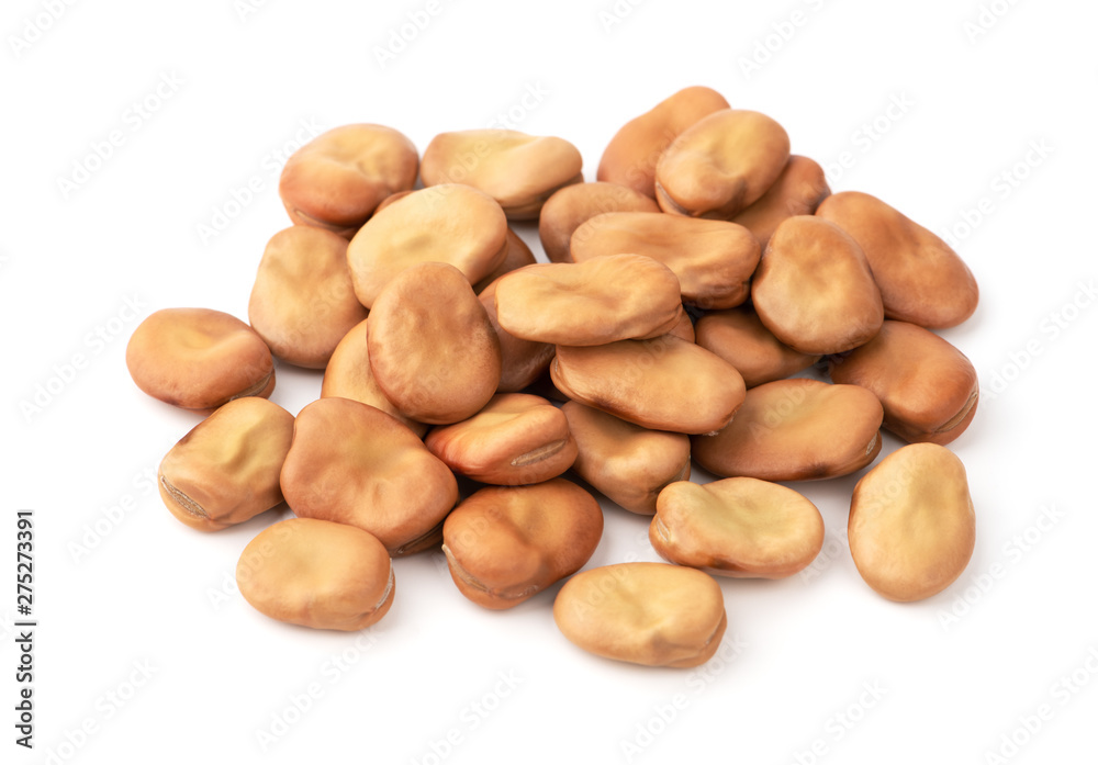 dried broad beans on white background dried broad beans on white background