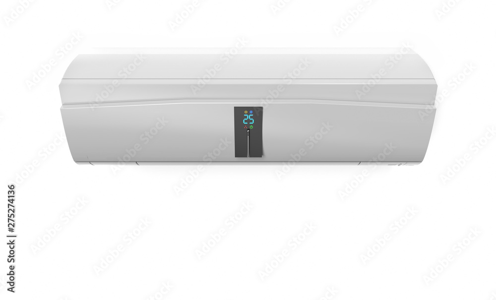 snow white touch screen air conditioner isolated on white wall 3D rendering snow white touch screen air conditioner isolated on white wall 3D rendering