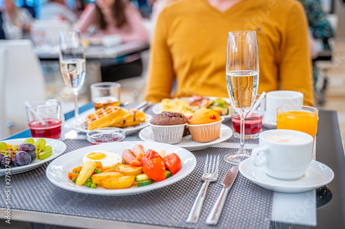 Breakfast Buffet Concept  Breakfast Time in Luxury Hotel  Brunch with Family in Restaurant