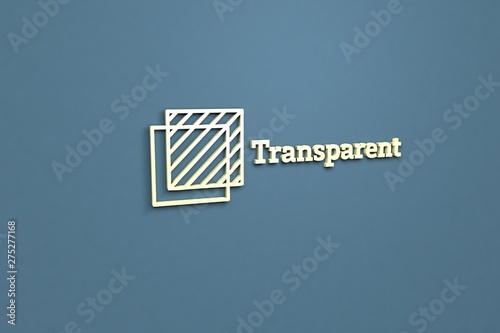 Illustration of Transparent with yellow text on blue background