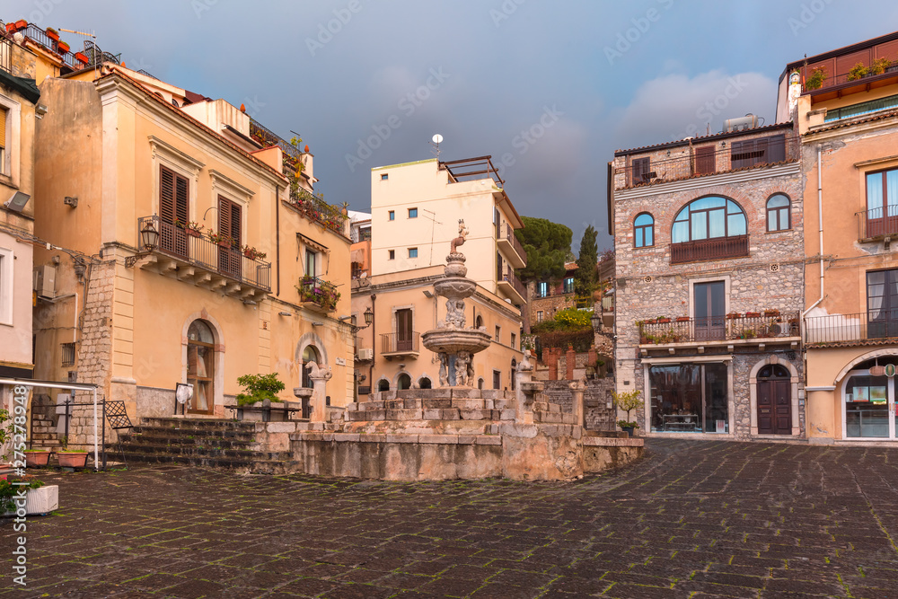 Piazza Duomo in Taormina, Sicily, Italy