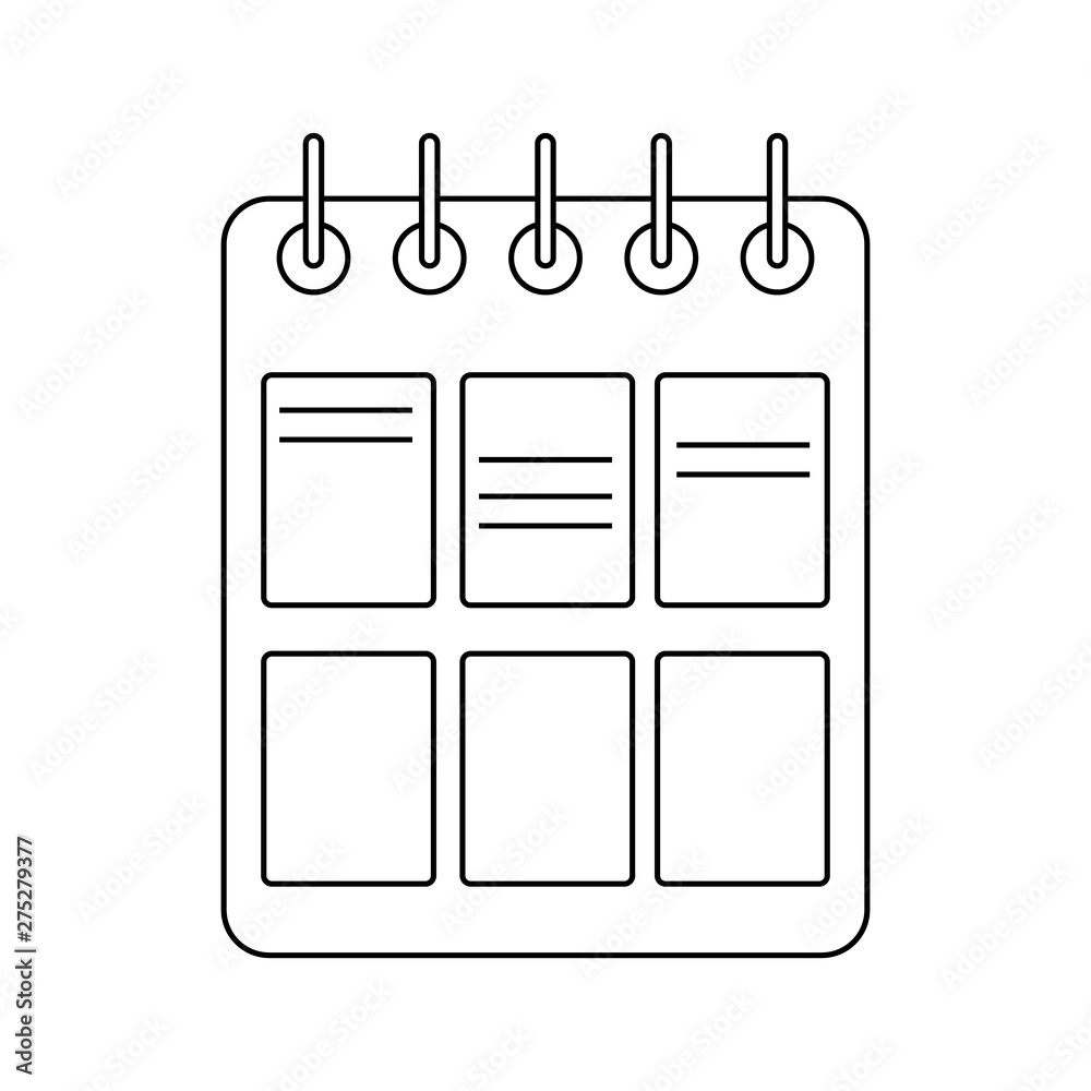 Outline spiral notebook isolated on white background. Outline spiral notebook isolated on white background.
