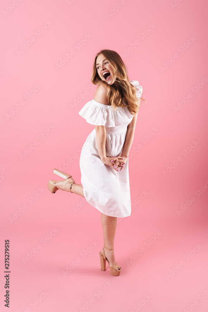 Beautiful young blonde girl wearing summer dress Beautiful young blonde girl wearing summer dress