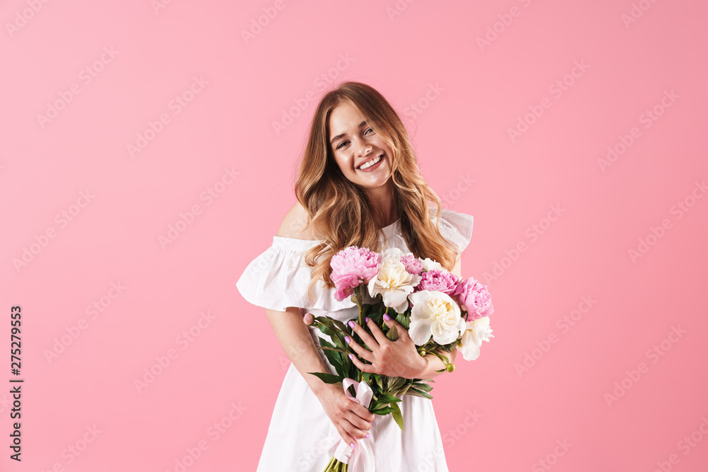 Beautiful young blonde girl wearing summer dress Beautiful young blonde girl wearing summer dress