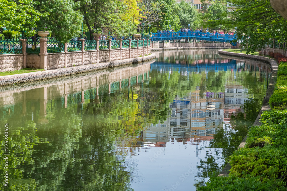 Romantic view with bridge of Porsuk River in Eskisehir, Turkey Romantic view with bridge of Porsuk River in Eskisehir, Turkey