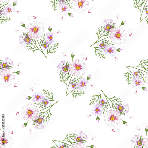 Field of white chamomile, great design for any purposes. Abstract bouquet design. Retro style. © WI-tuss