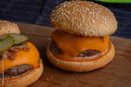 close up homemade hamburger. (selective focus)