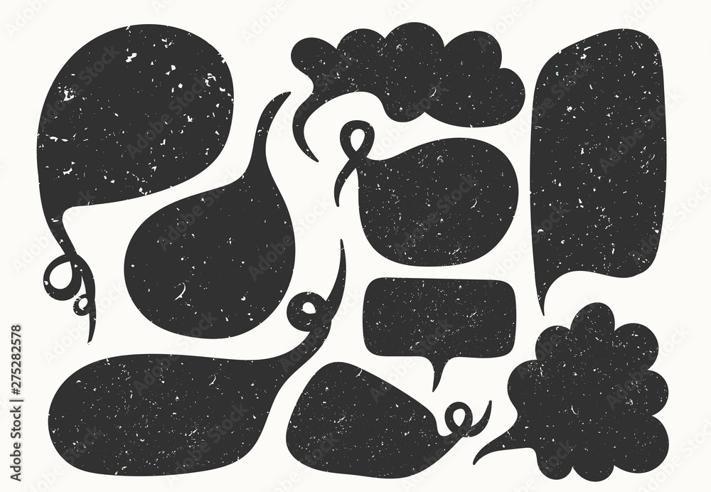 Vetor de Various black blank speech bubbles. Hand drawn vector set ...