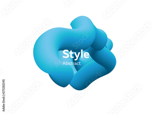 Three dimensional futuristic abstract element. Dynamical colored forms. Gradient abstract banners with 3D flowing liquid shapes. Template for design of logo, flyer or presentation