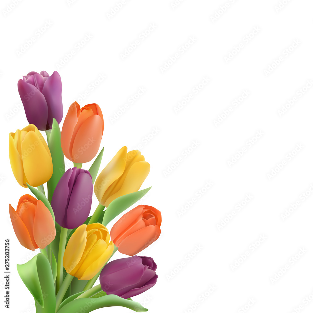 Card template with colorful tulips