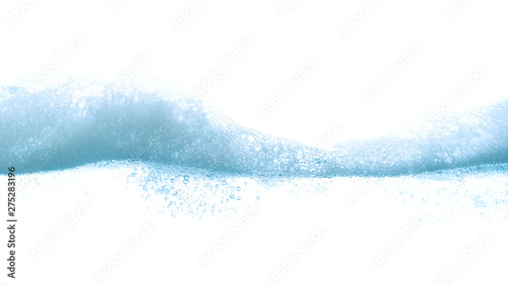 Wave soap foam with water bubble on white background. - obrazy, fototapety, plakaty 