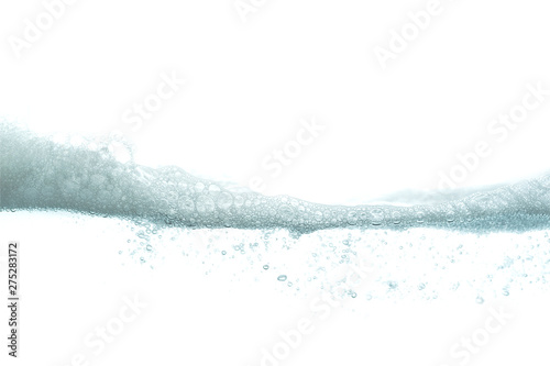 Wave soap foam with water bubble on white background.